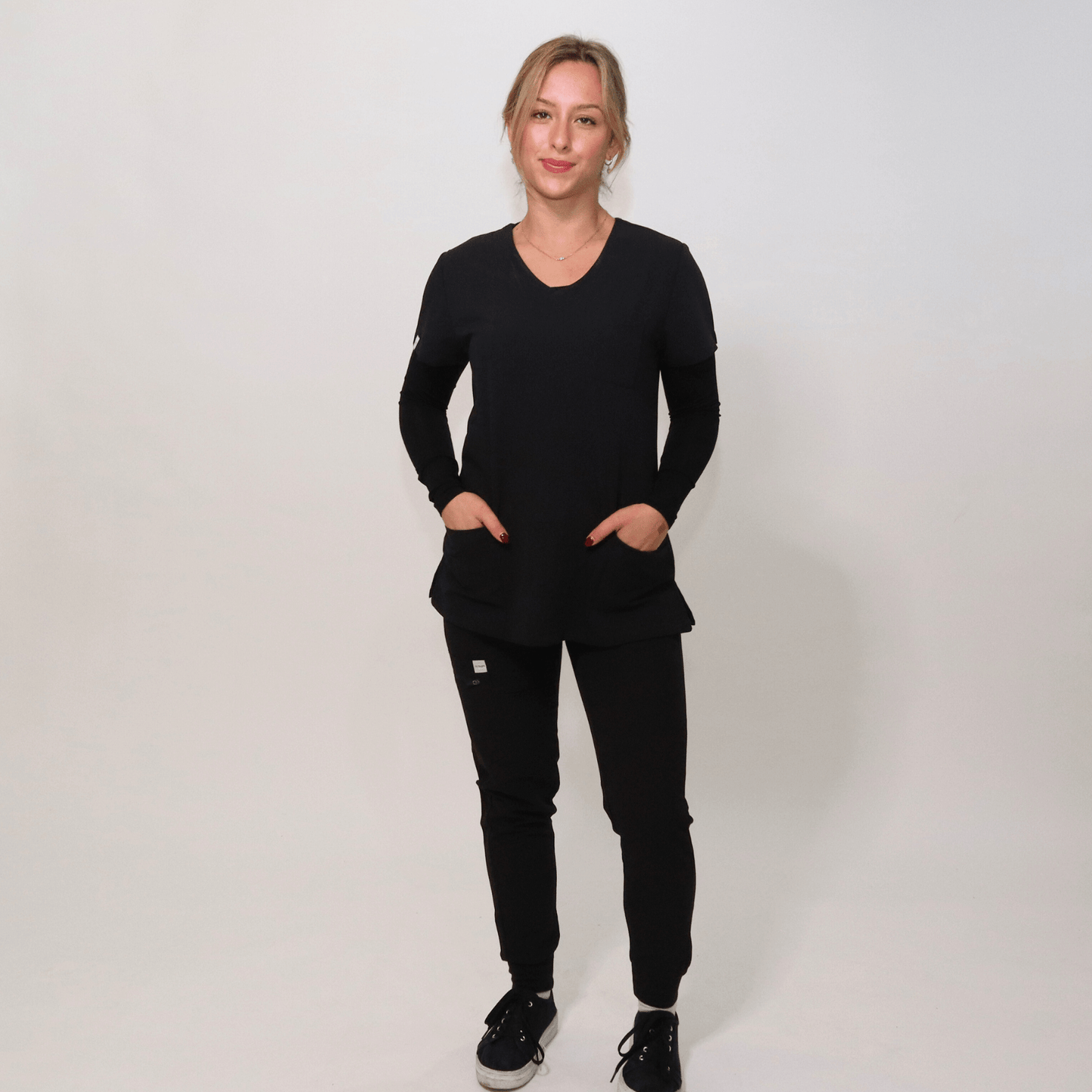 Women's Black Bamboo Underscrub Top