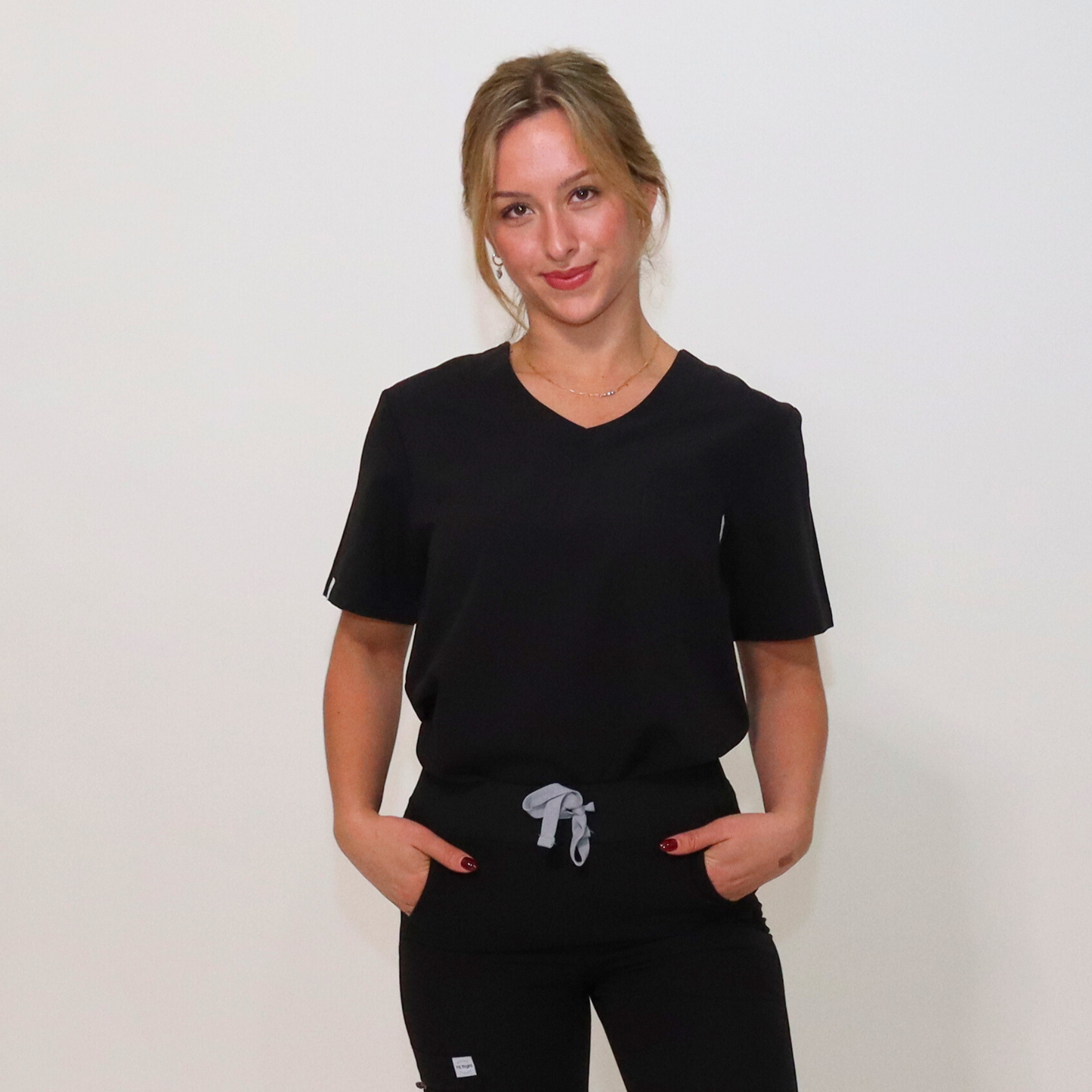 Women's Essential Black Medical Scrub Top