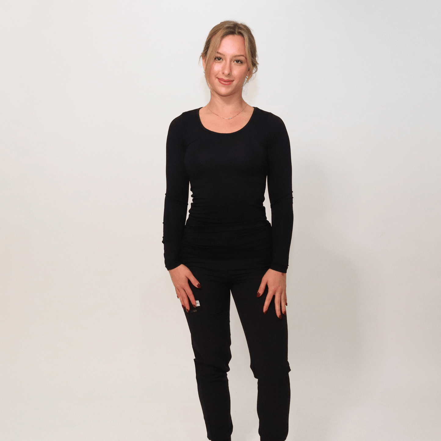 Women's Black Bamboo Underscrub Top