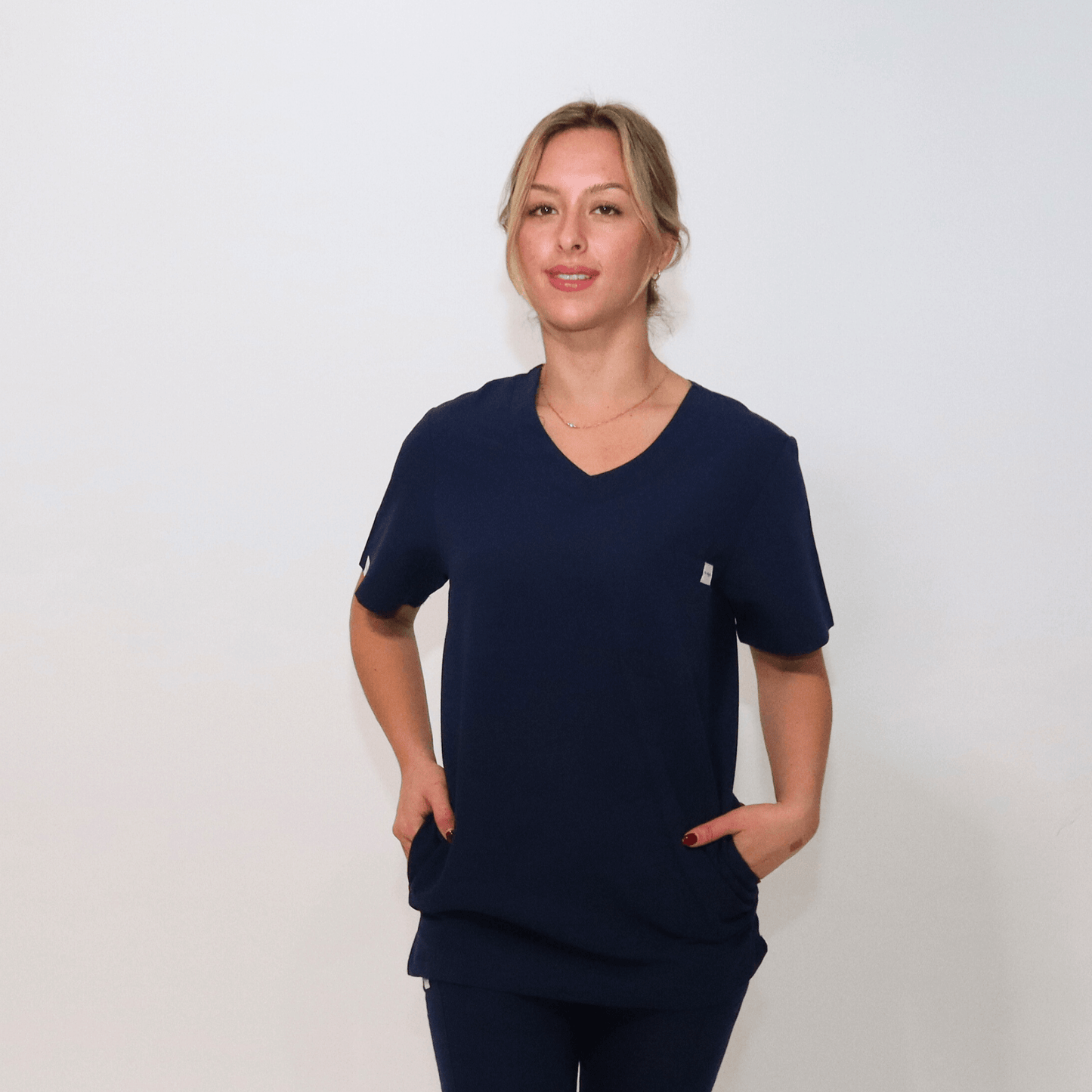 Women's Essential Navy Medical Scrub Top