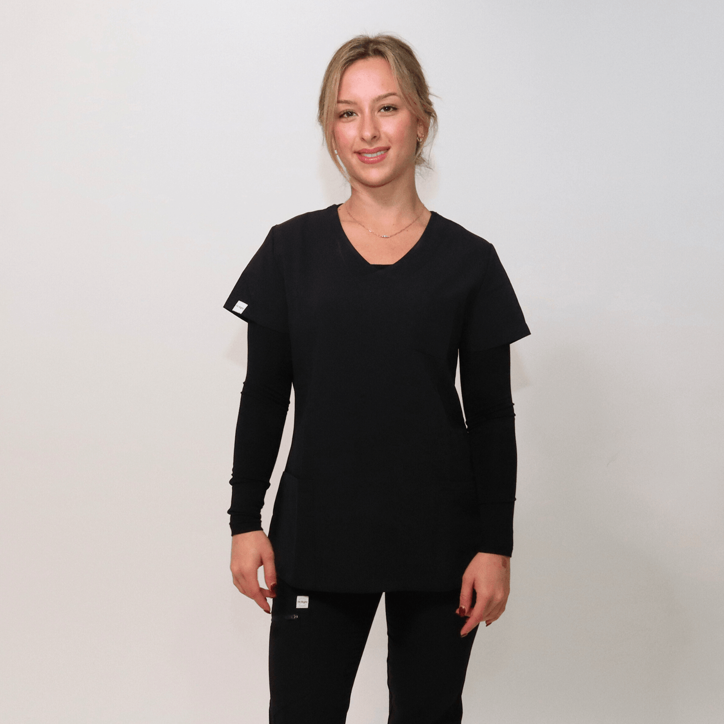 Women's Black Bamboo Underscrub Top