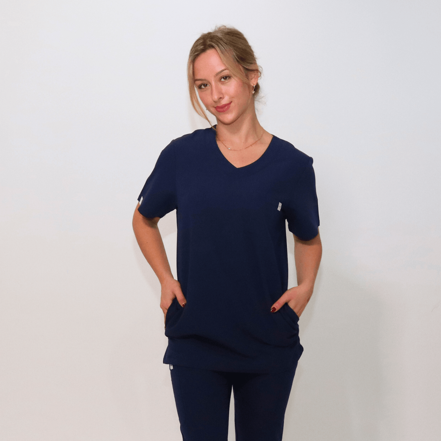 Women's Essential Navy Medical Scrub Top