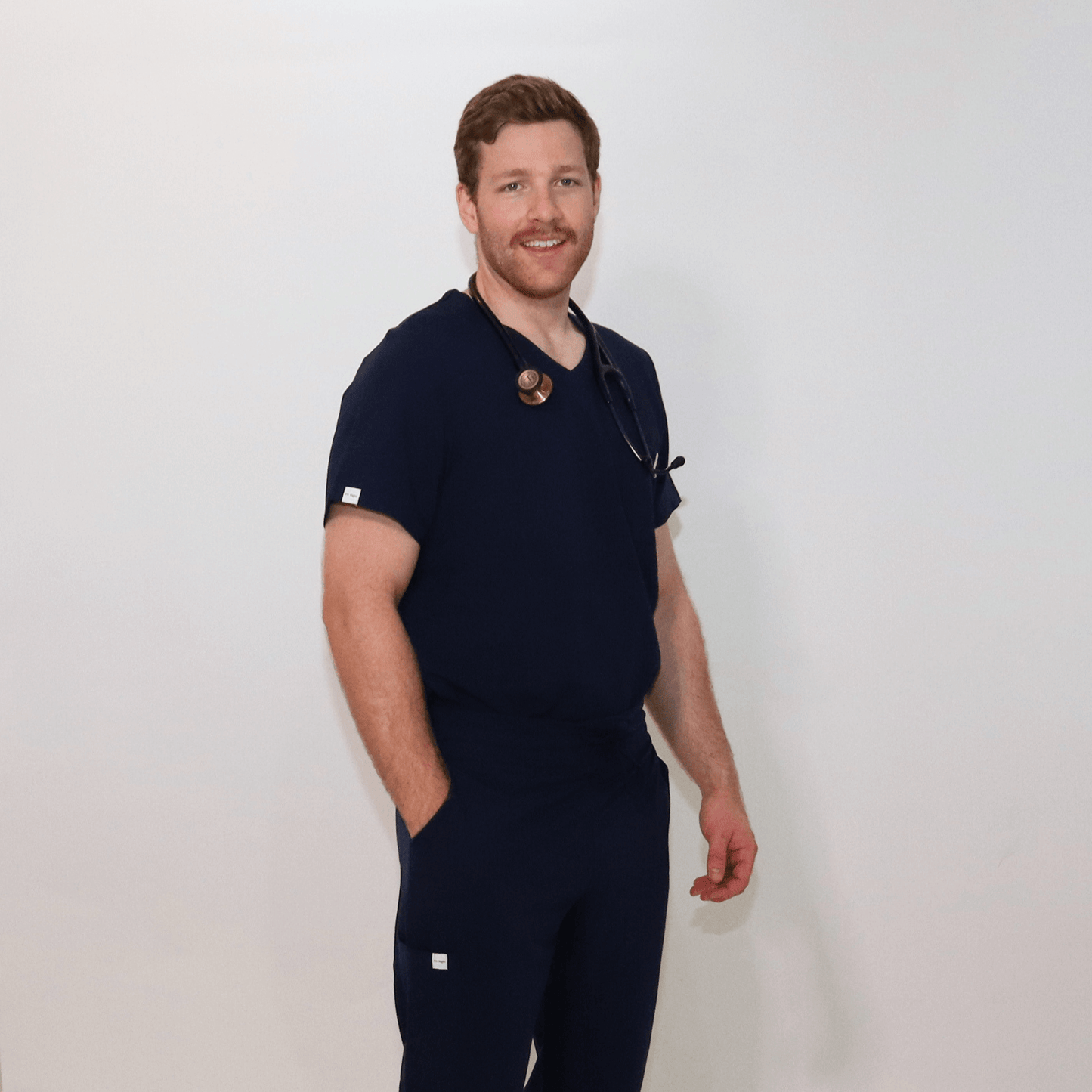 Men's Essential Navy Medical Scrub Top