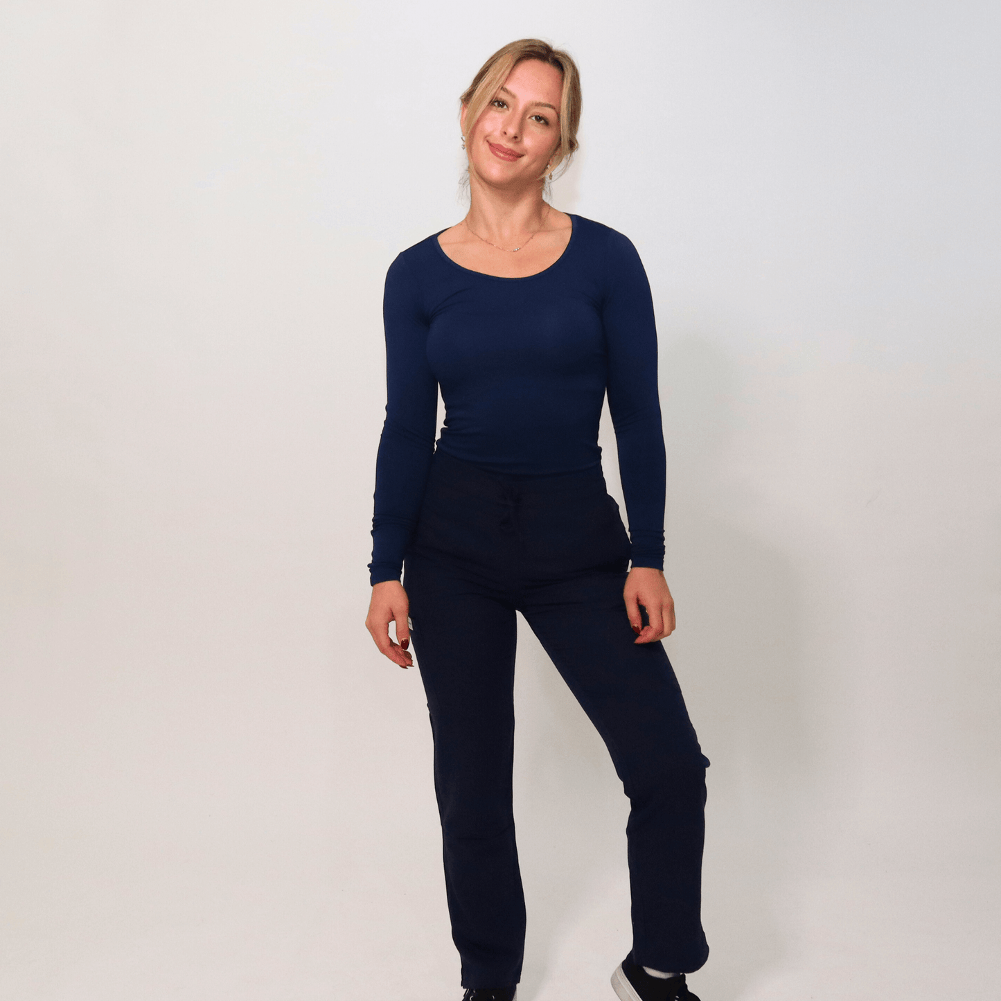 Women's Navy Bamboo Underscrub Top