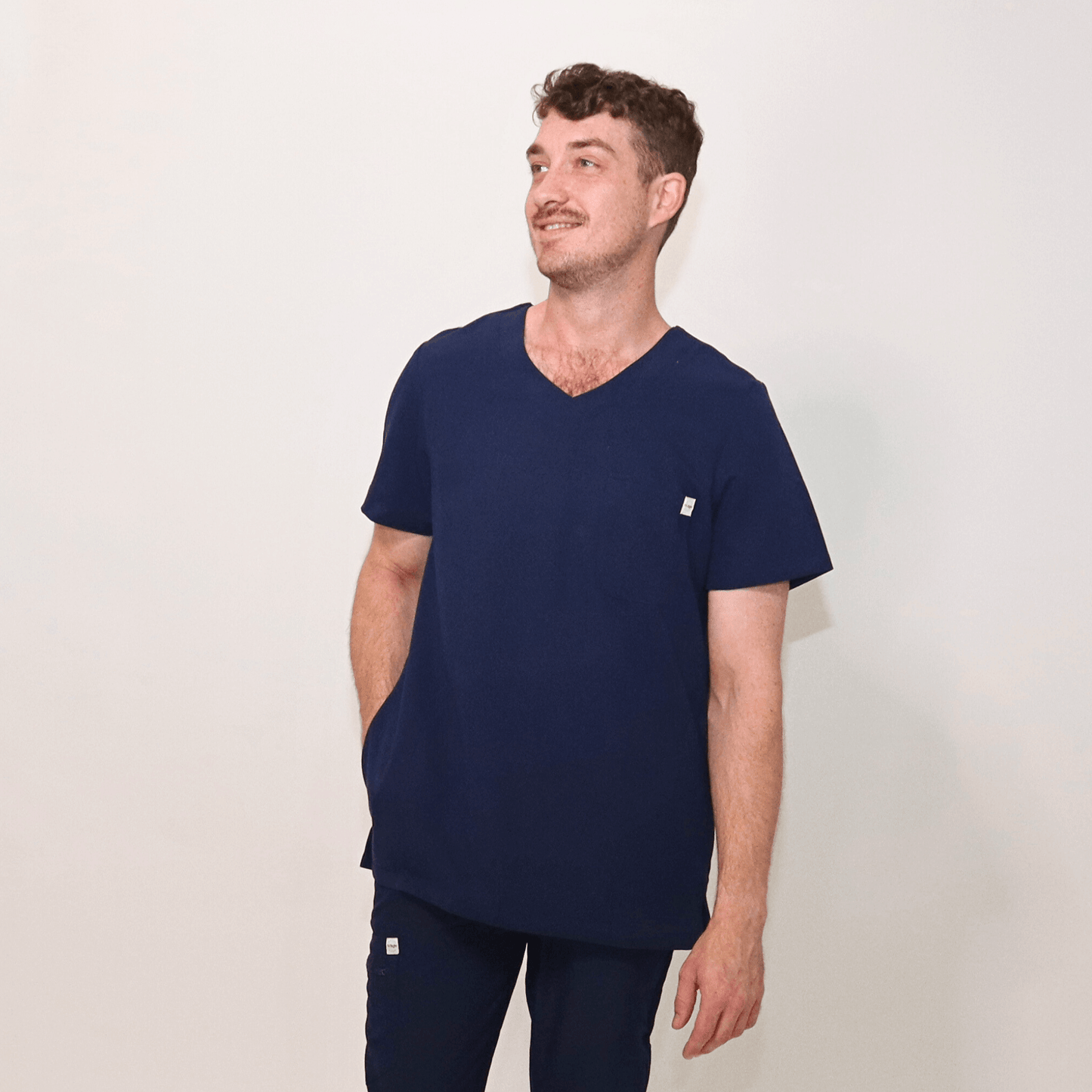 Men's Essential Navy Medical Scrub Top