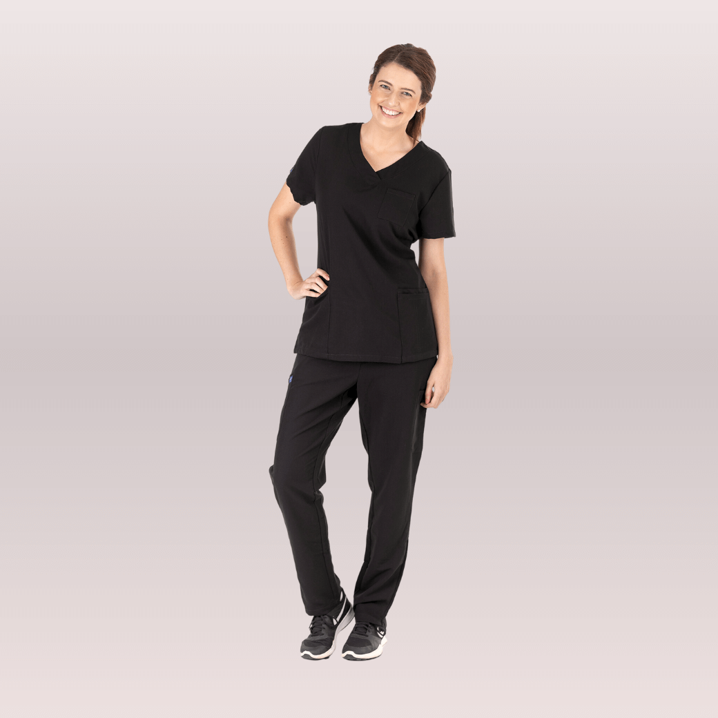 Nurses wearing Black Scrub Pants from Fit Right Medical Scrubs