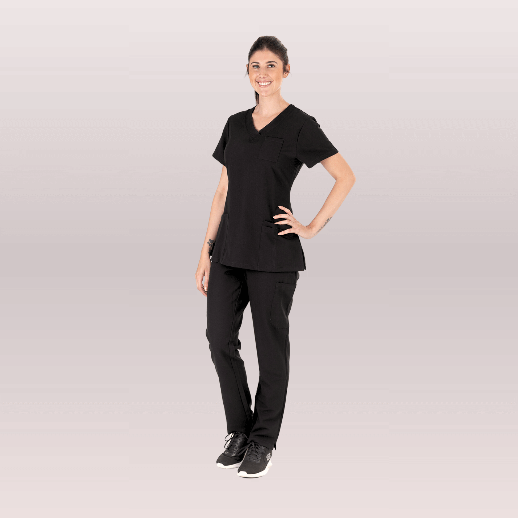 Nurses wearing Black Scrub Tops from Fit Right Medical Scrubs