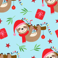 2024 Blue Sloth Cotton Christmas Scrub Top