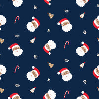 2024 Navy Santa Cotton Christmas Scrub Top
