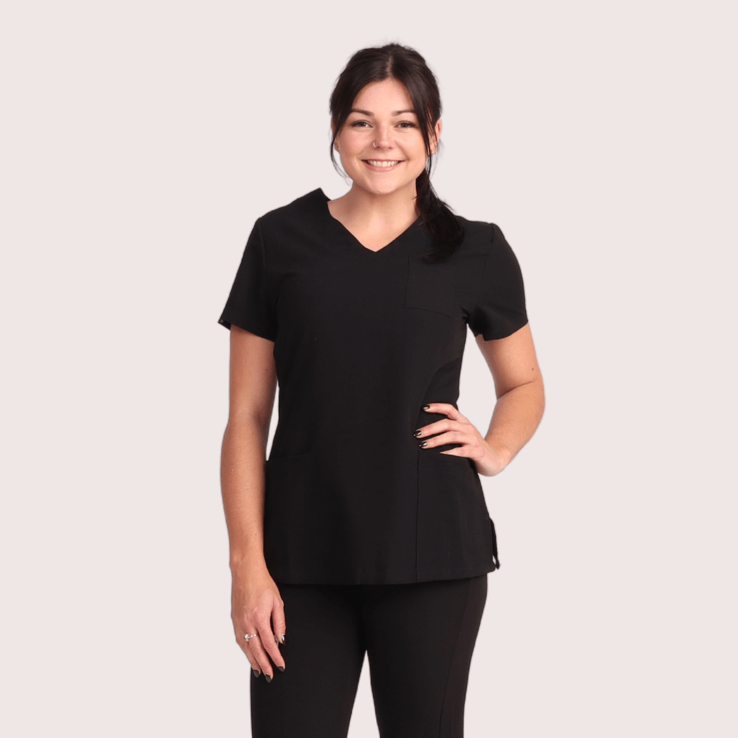 Fit Right Medical Scrubs_Comfort Fit Medical Scrub Top_Black3.png