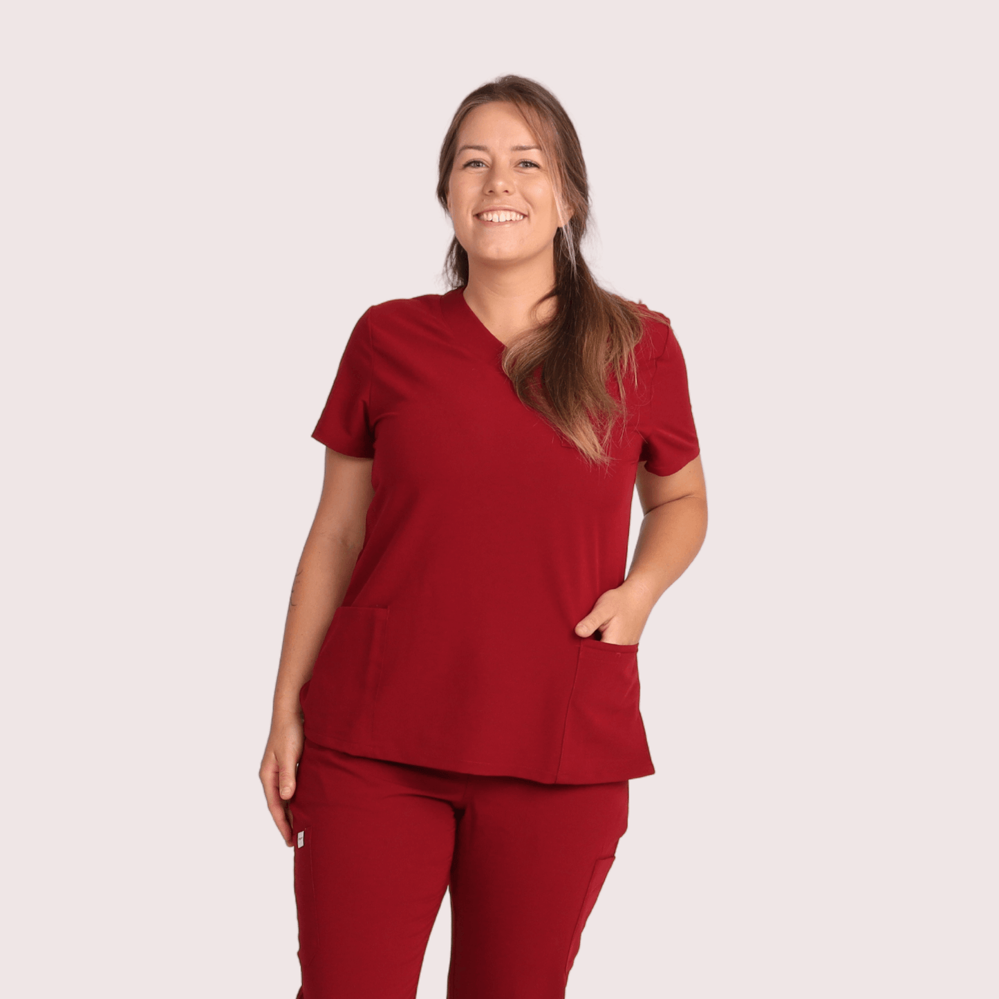 Fit Right Medical Scrubs_Comfort Fit Medical Scrub Top_Burgundy2.png