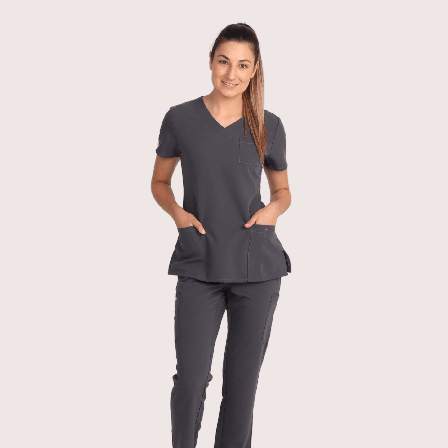 Fit Right Medical Scrubs_Comfort Fit Medical Scrub Top_Charcoal3.png