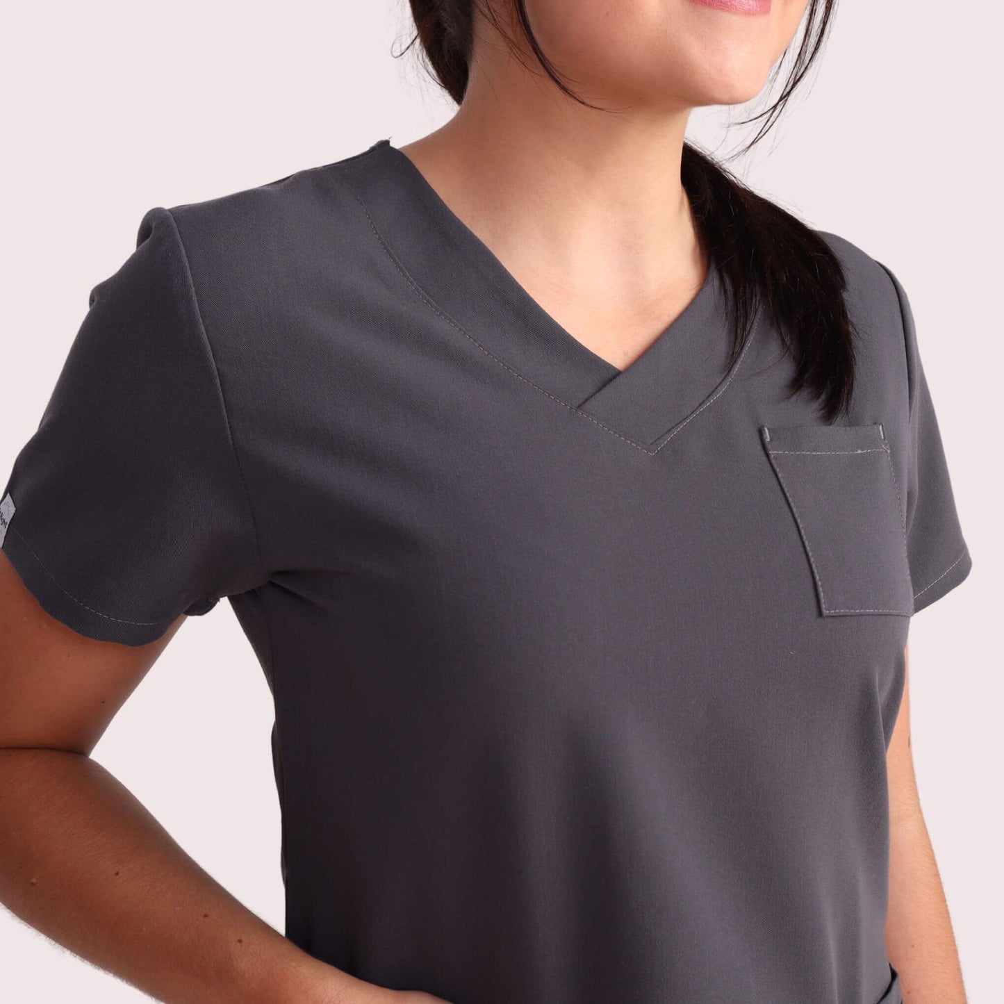 Fit Right Medical Scrubs_Comfort Fit Medical Scrub Top_Charcoal4.png
