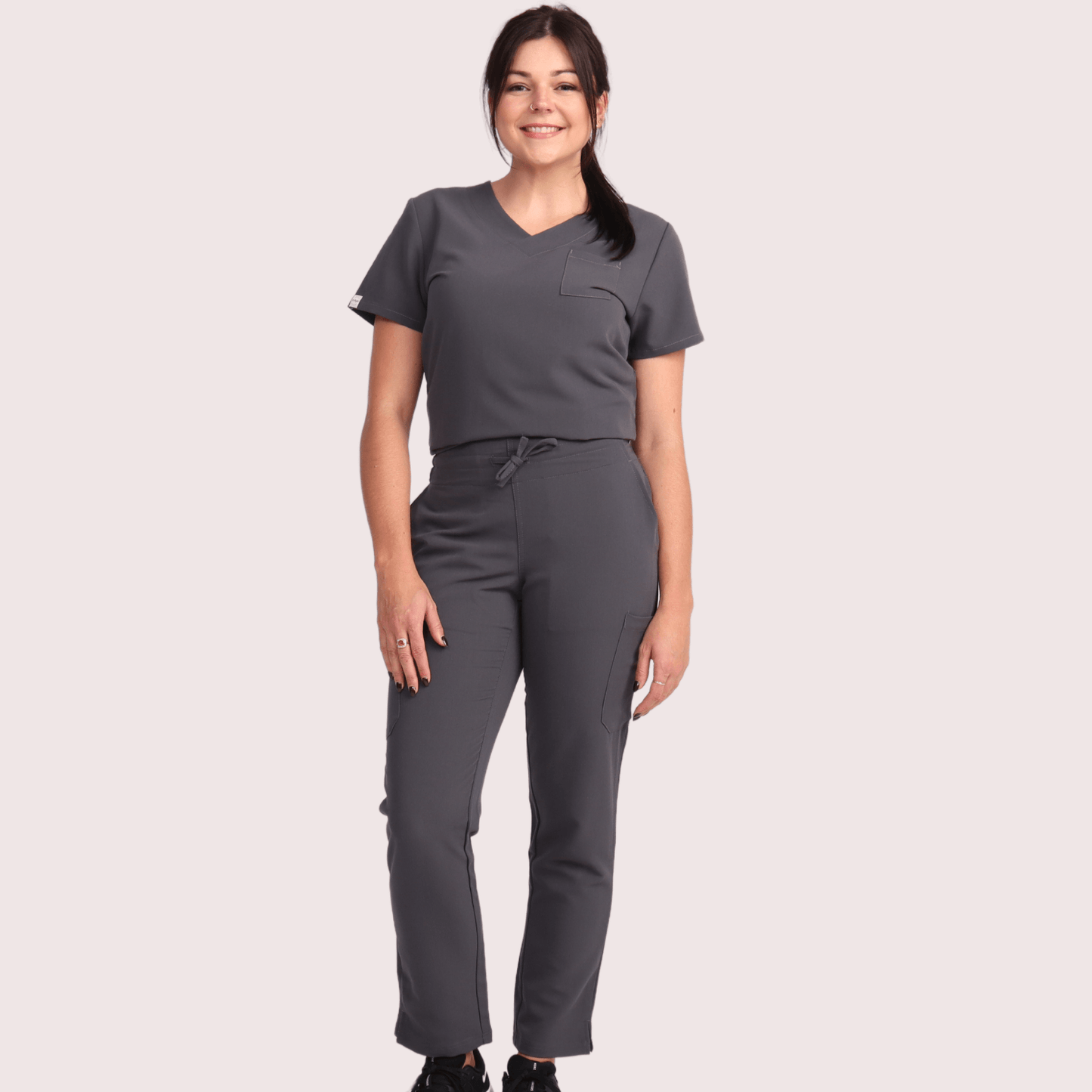 Fit Right Medical Scrubs_Comfort Fit Medical Scrub Top_Charcoal5.png