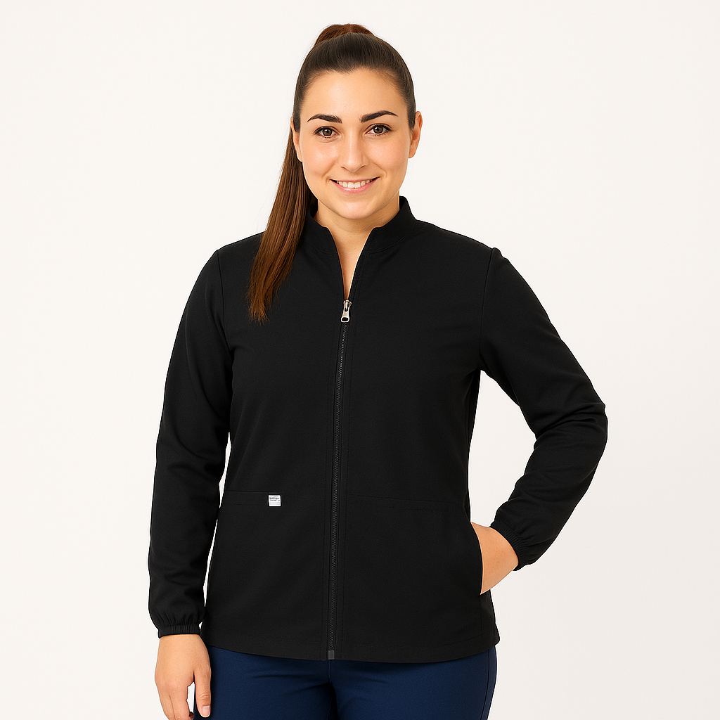 Medical Scrub Jacket Black Australian Designed Scrub Jacket
