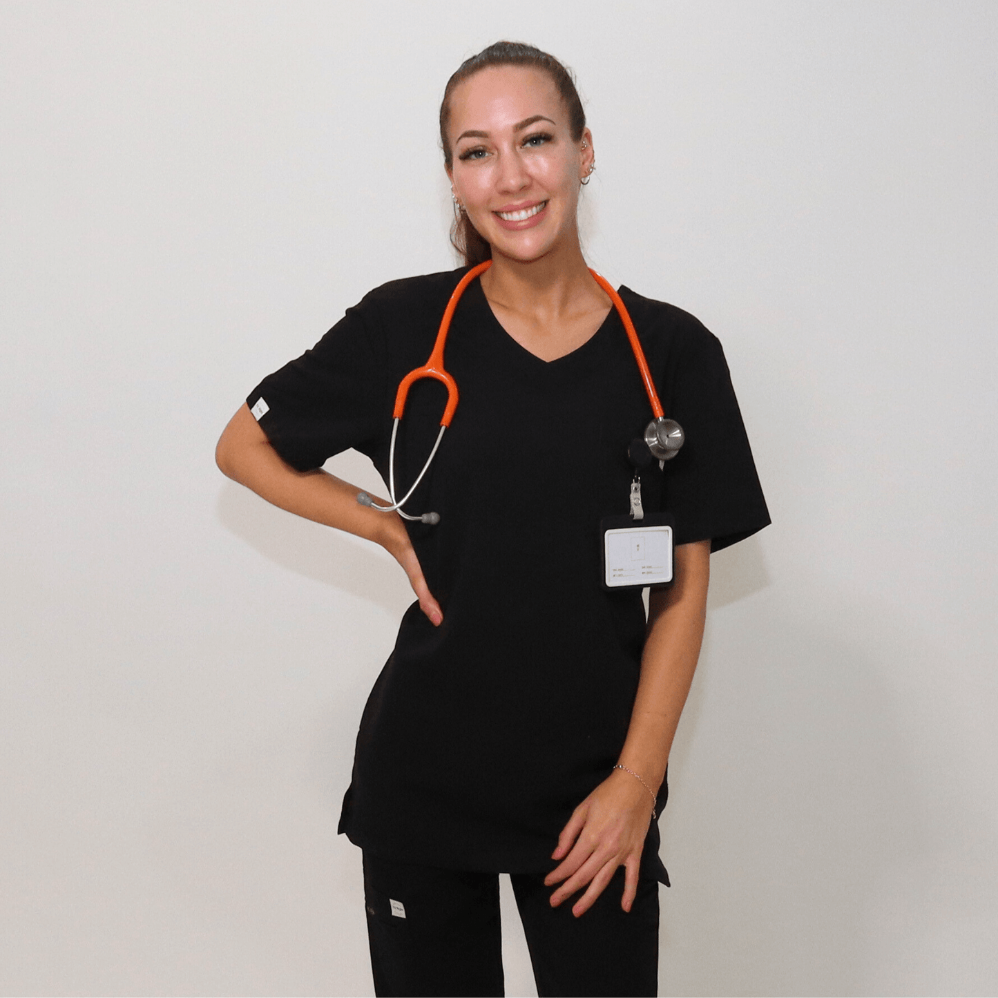 Women's Essential Black Medical Scrub Top