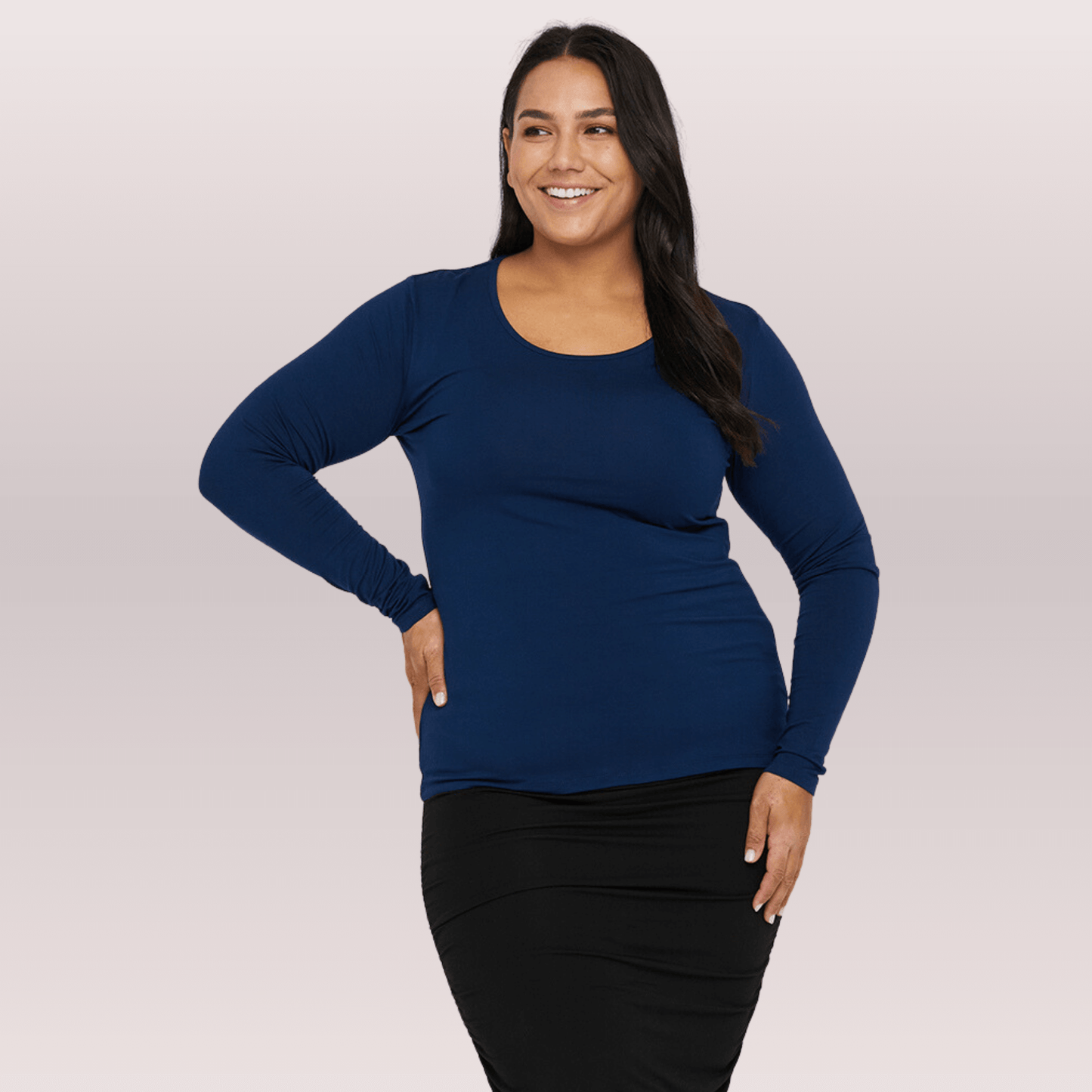 Women's Navy Bamboo Underscrub Top