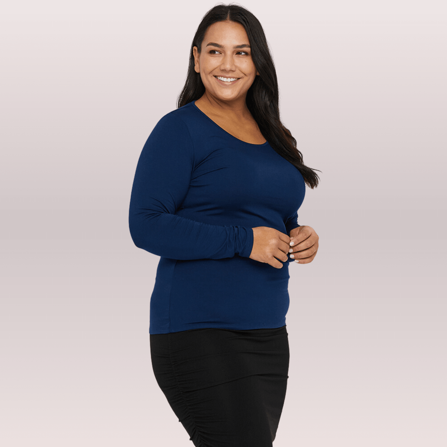 Women's Navy Bamboo Underscrub Top