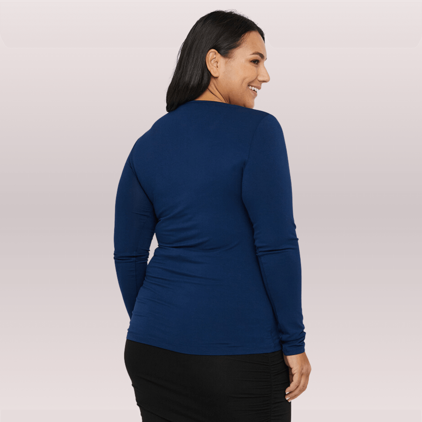 Women's Navy Bamboo Underscrub Top