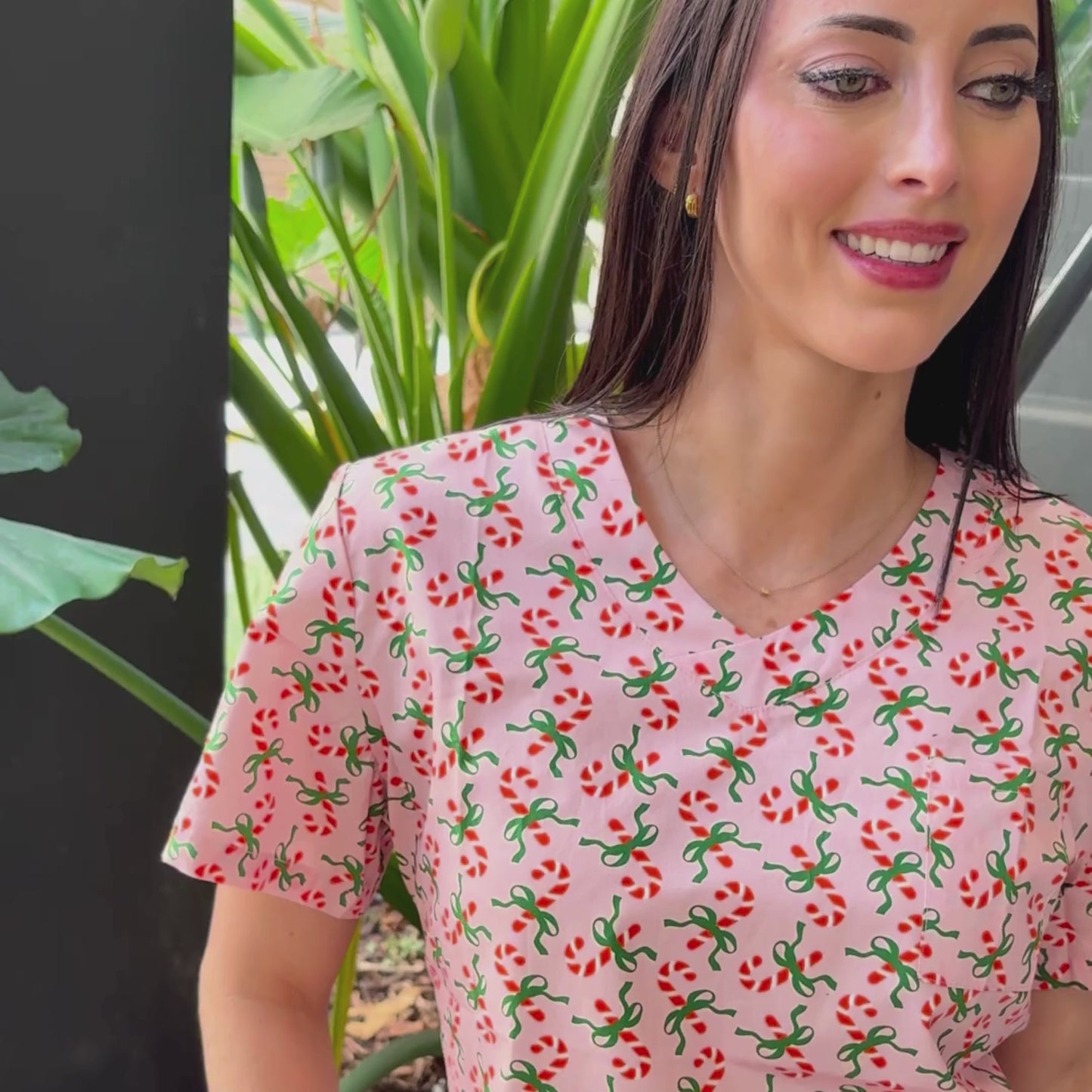 'Candy Cane Cutie' Christmas Scrub Top