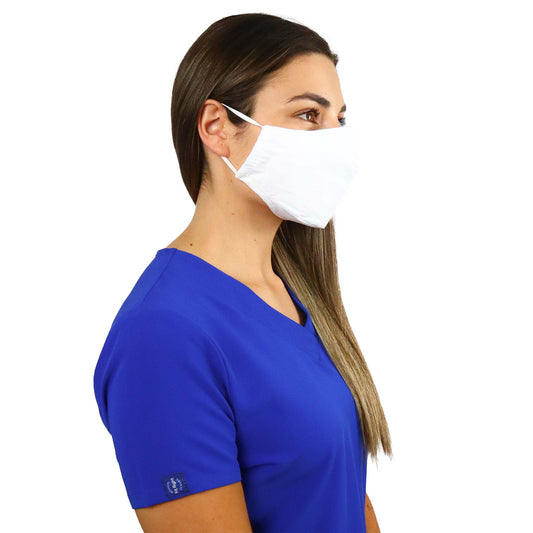 Fit Right Medical Scrubs White Face Mask Covering