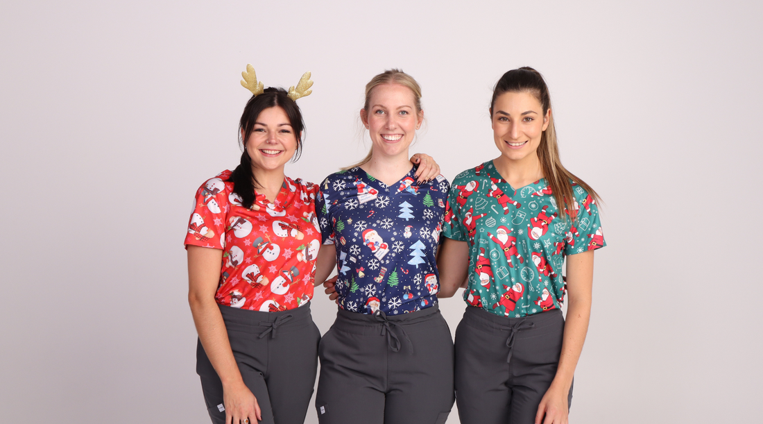 Stand out this Christmas in Printed Scrubs