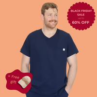 Men's Comfort Fit Navy Medical Scrub Top