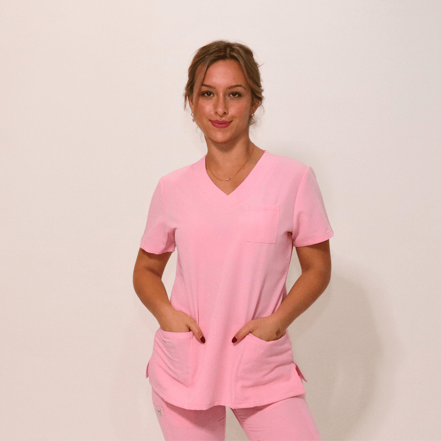 Women's Signature Pink Medical Scrub Top