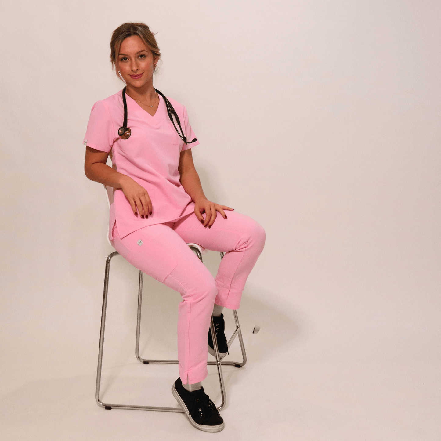 Women's Signature Pink Medical Scrub Top