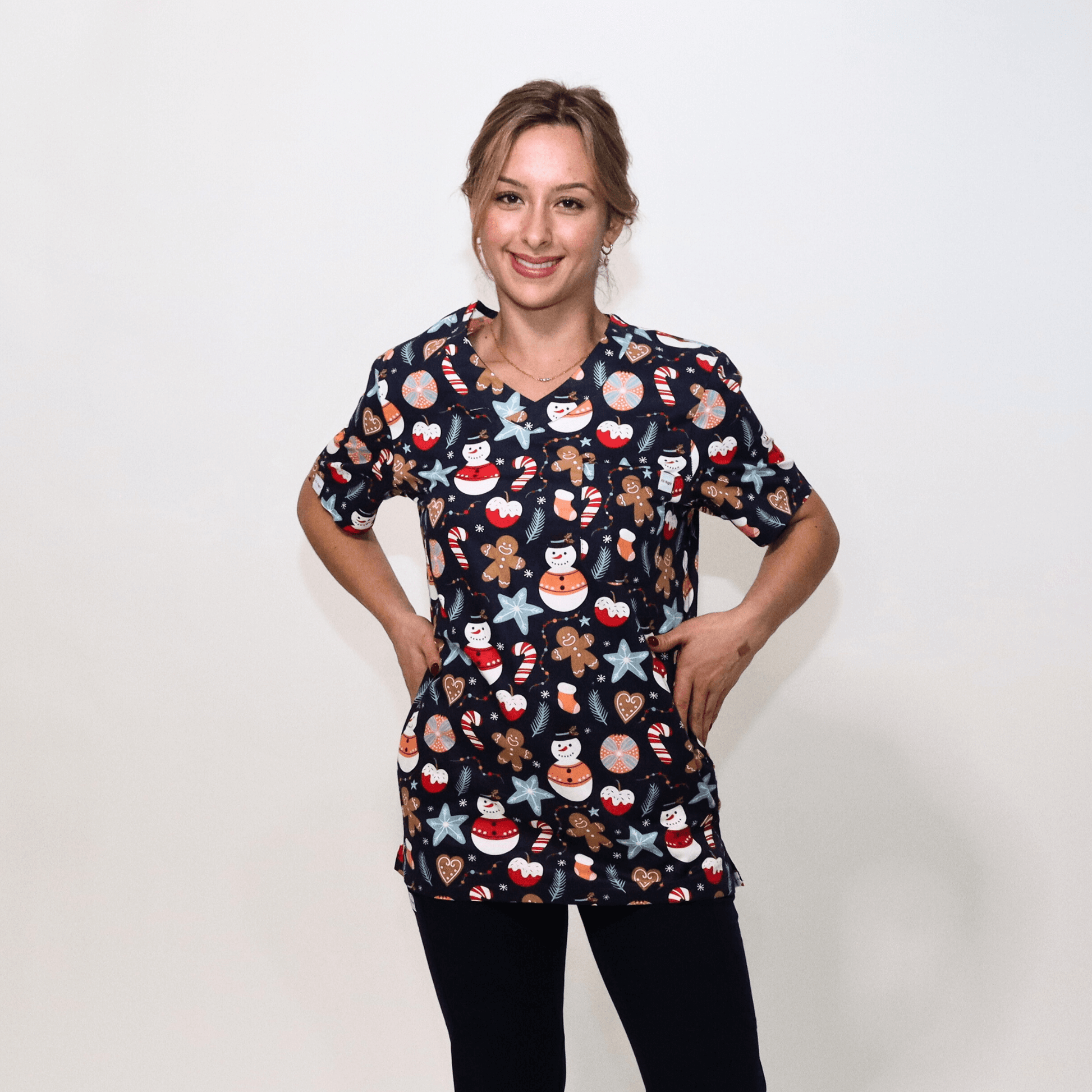 Womens holiday scrub best sale tops