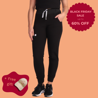 Medical Black Jogger Scrub Pants - Womens