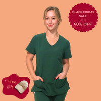 Comfort Fit Hunter Green Medical Scrub Top