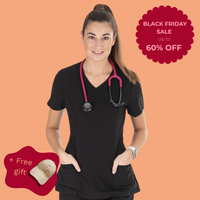 Comfort Fit Black Medical Scrub Top