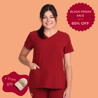 Comfort Fit Burgundy Medical Scrub Top