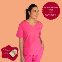 Comfort Fit Hot Pink Medical Scrub Top