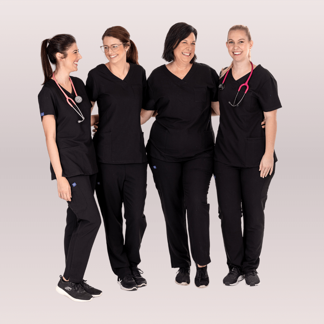Nurses wearing Black Scrub Pants from Fit Right Medical Scrubs