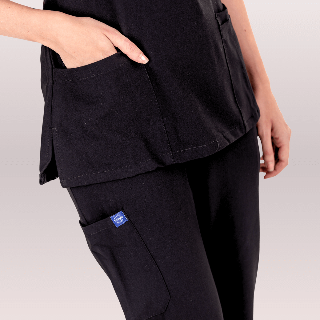 Nurses wearing Black Scrub Pants from Fit Right Medical Scrubs