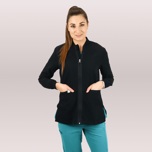 Black Medical Scrub Jacket