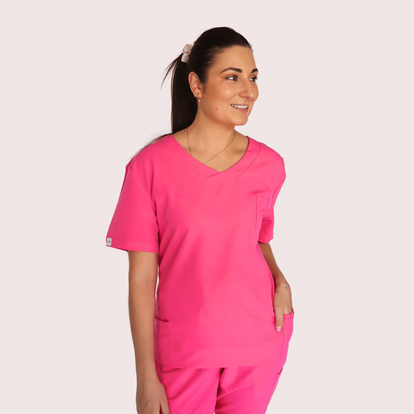 Fit Right Medical Scrubs_Comfort Fit Medical Scrub Top_Hot Pink2