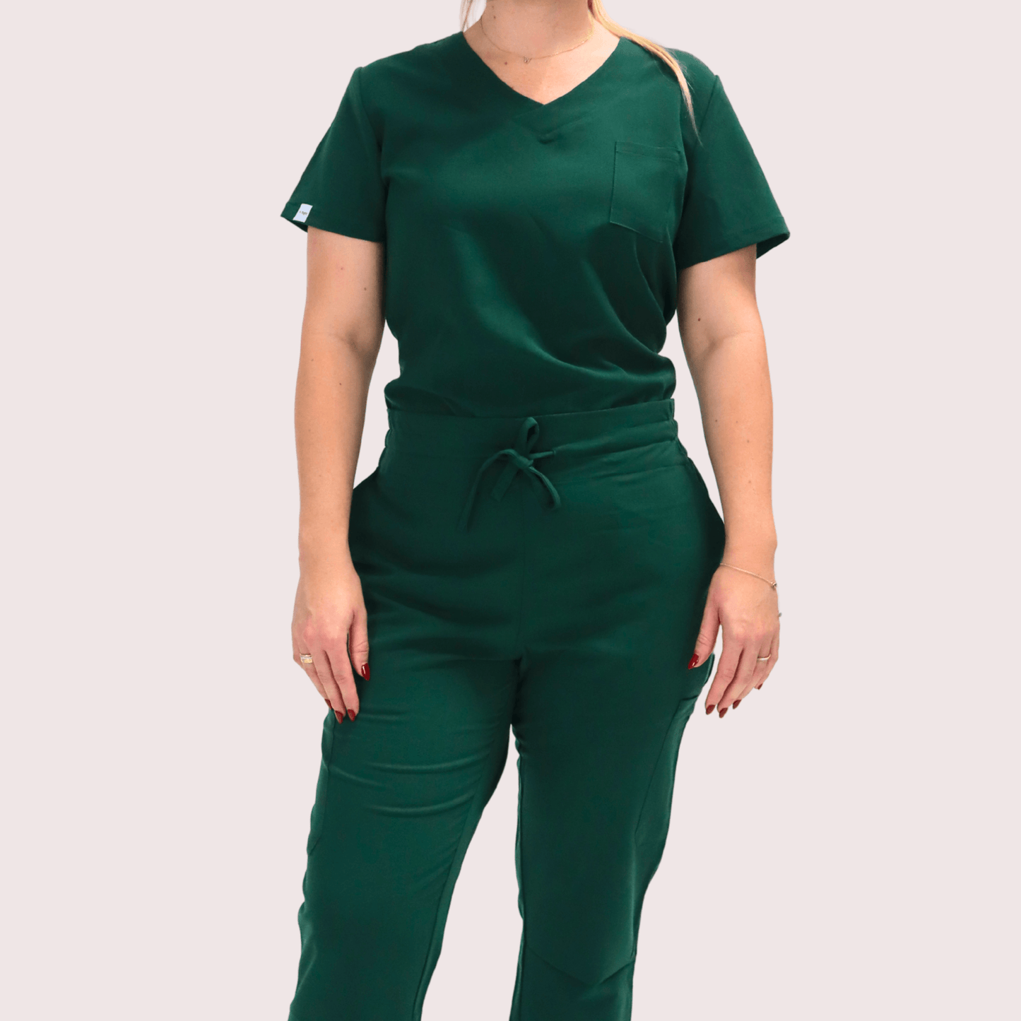 Fit Right Medical Scrubs Hunter Green Set. PNG