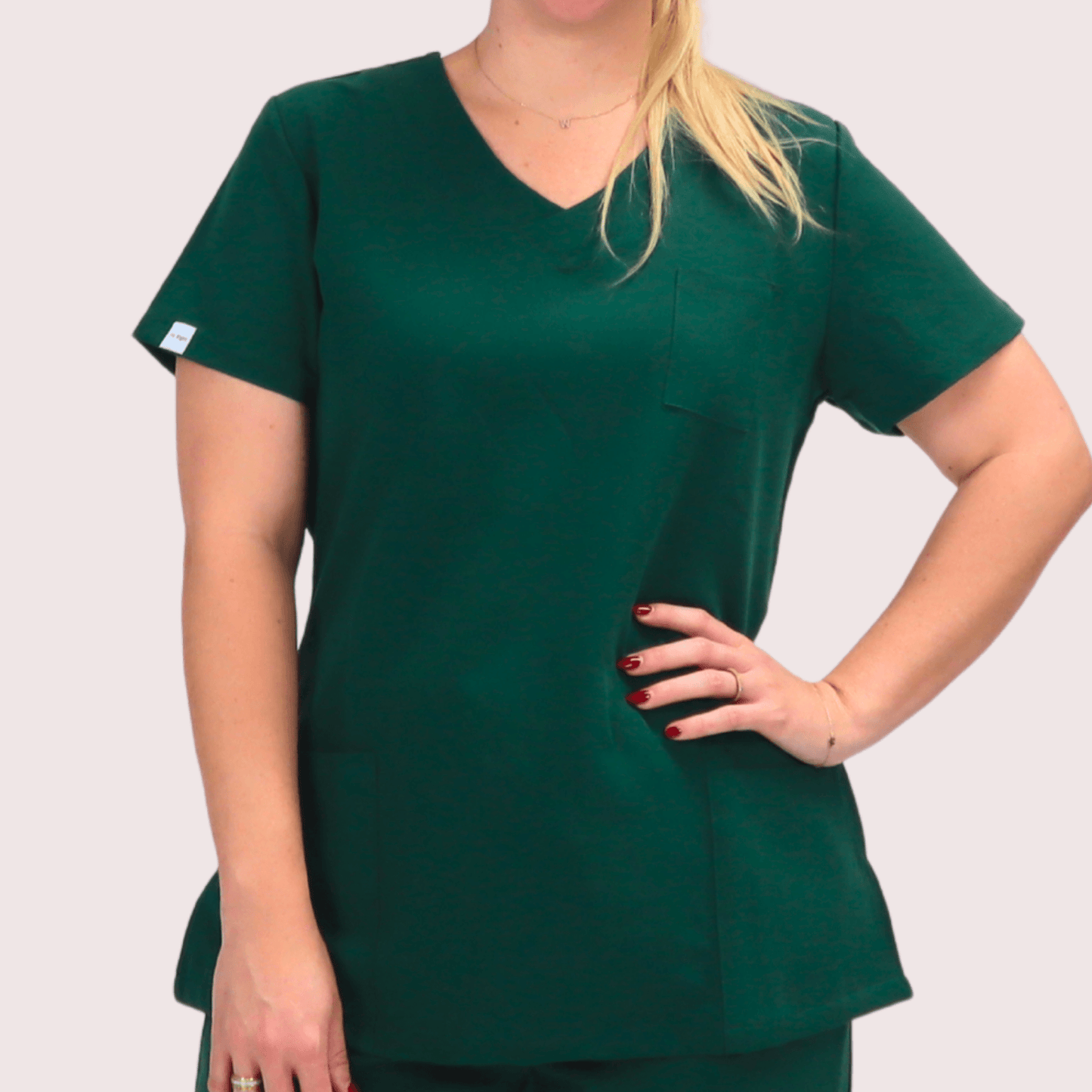 Fit Right Medical Scrubs Hunter Green Top1.PNG