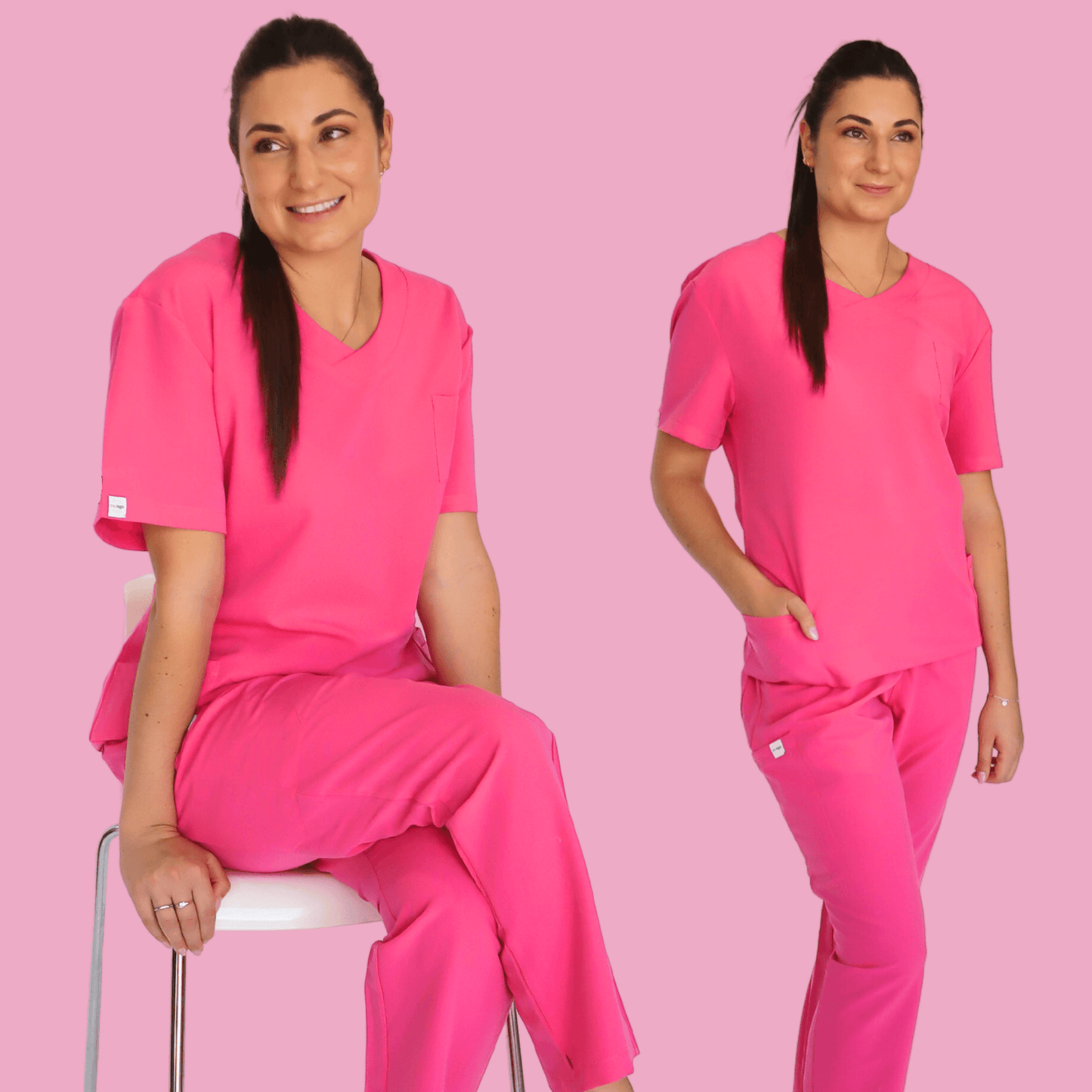 Fit Right Medical Scrubs Hot Pink Scrub Top and Pant1.png