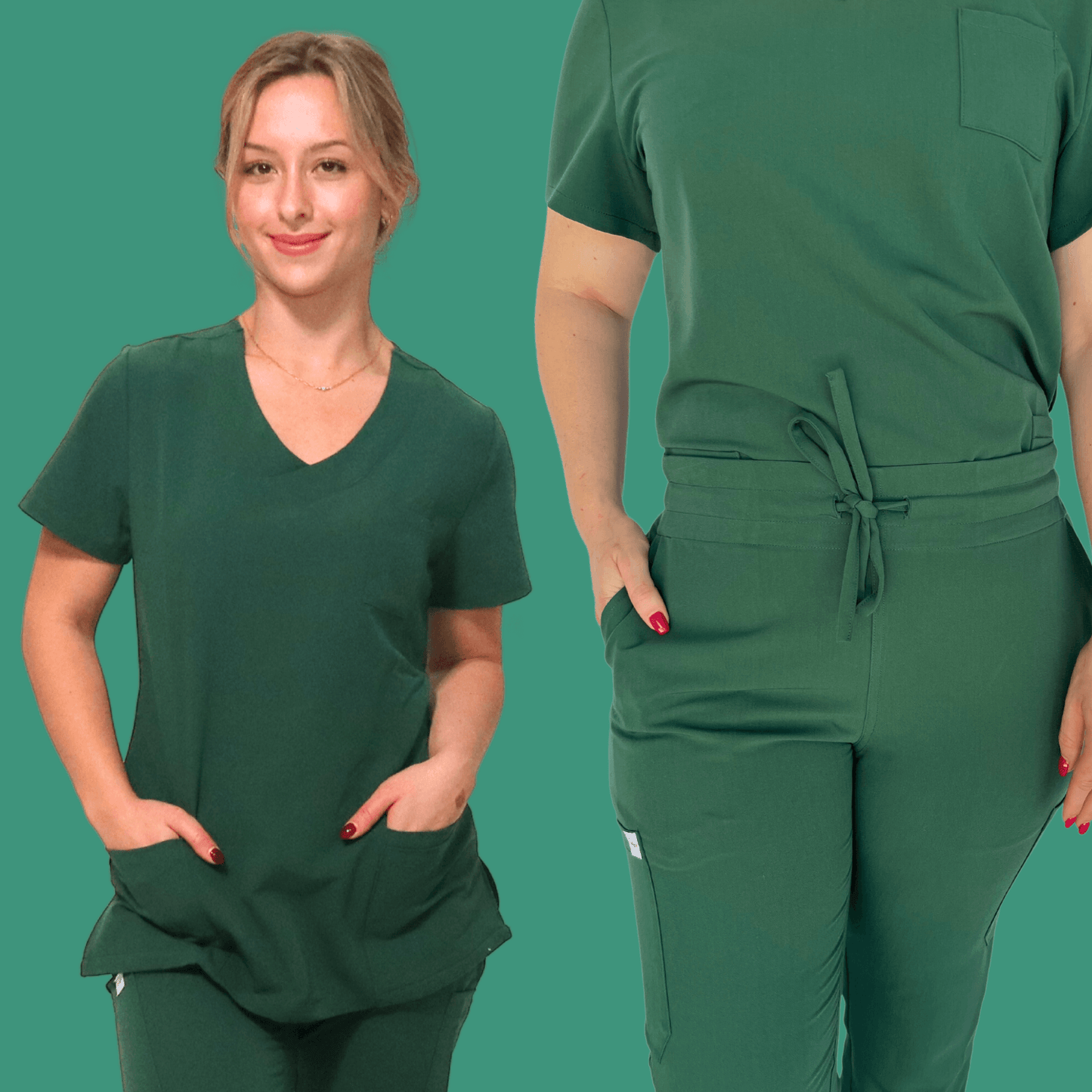 Fit Right Medical Scrubs Hunter Green Scrub Top and Pant1.png