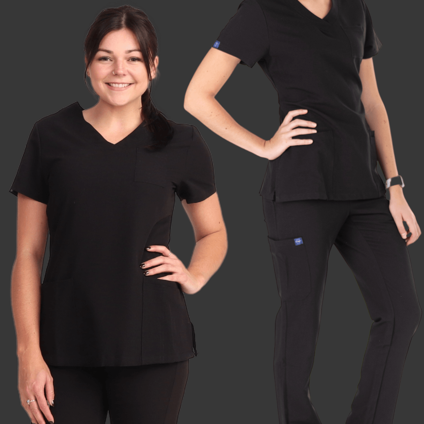 Fit Right Medical Scrubs Black Scrub top and Pant.png