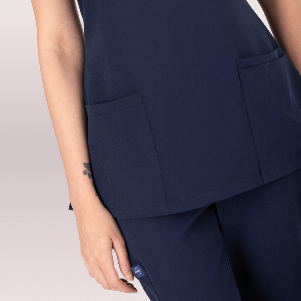 Nurses wearing Navy Scrub Pants from Fit Right Medical Scrubs