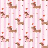 Striped Pink Dachshund Scrub Top