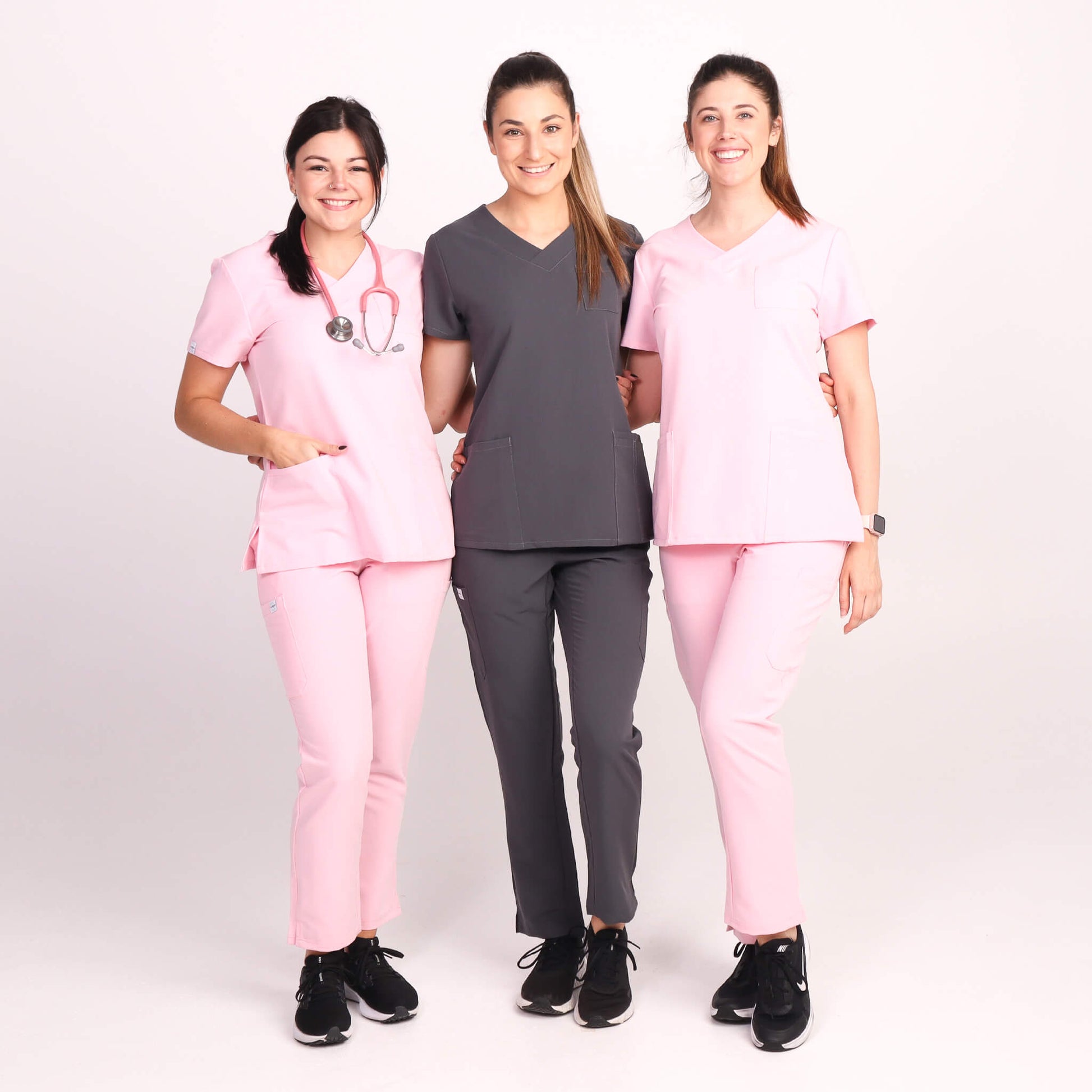 Nurse wearing Charcoal/Grey Medical Scrub Set by Fit Right Medical Scrubs. Available online near you today.