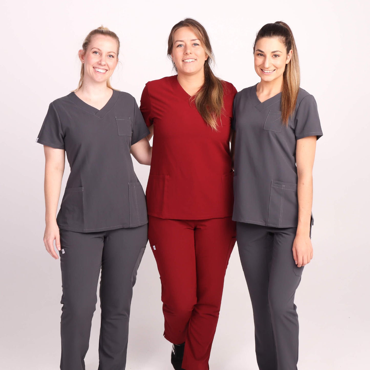 Nurse wearing Charcoal/Grey Medical Scrub Set by Fit Right Medical Scrubs. Available online near you today.