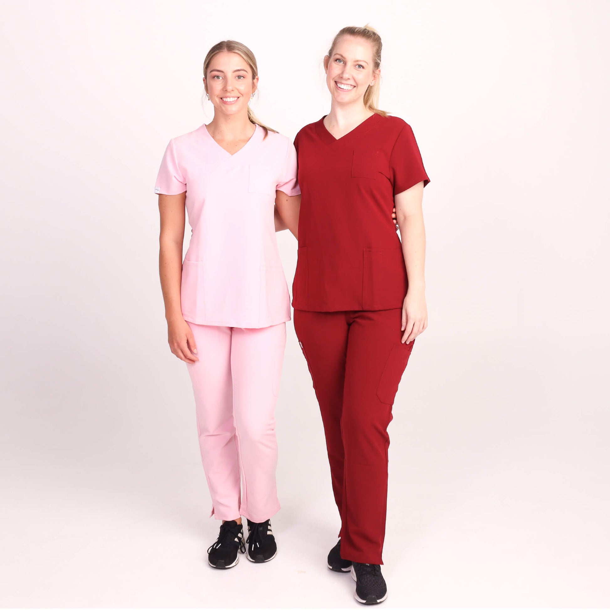 Nurse wearing Pink Medical Scrub Set from Fit Right Medical Scrubs