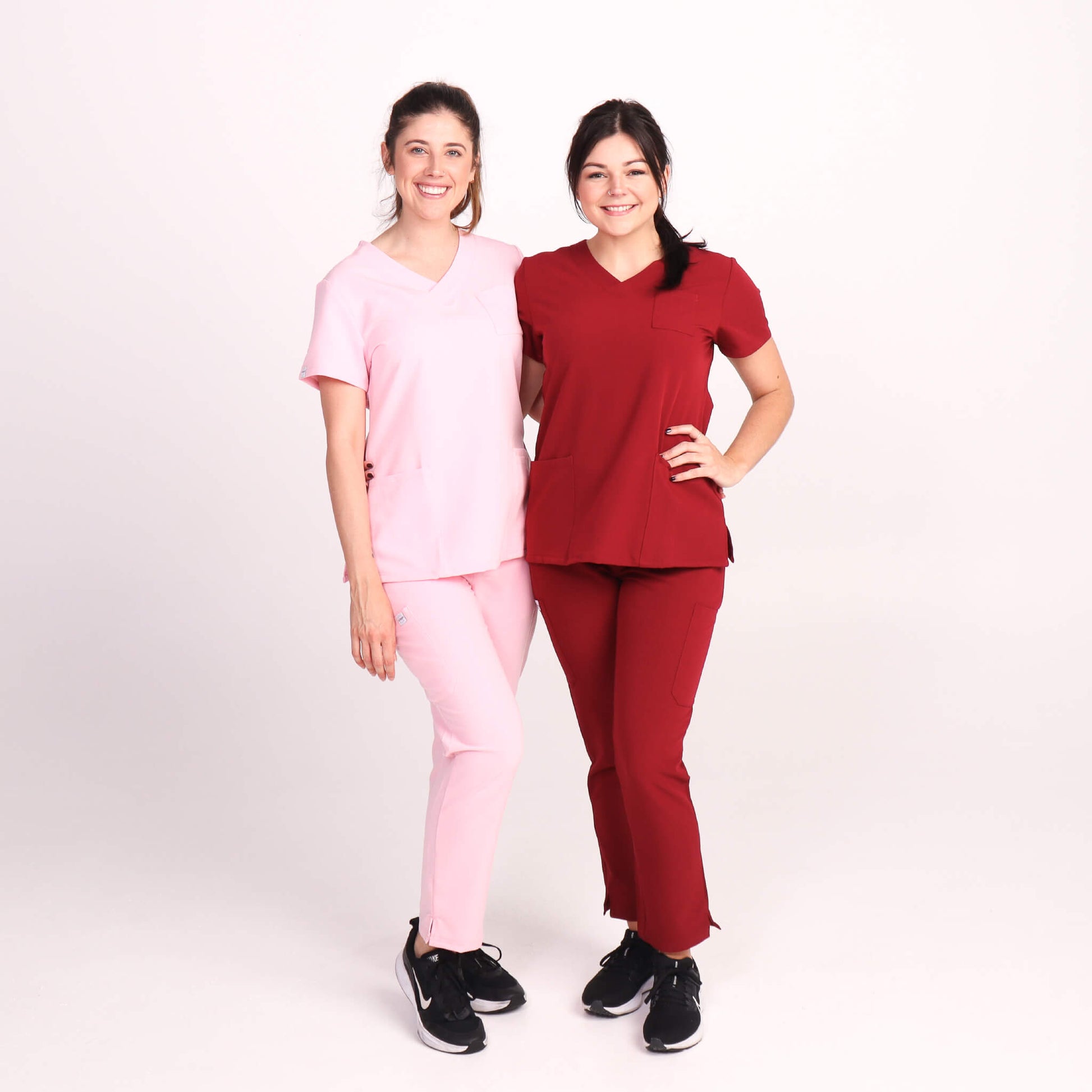 Nurse wearing Pink Medical Scrub Set from Fit Right Medical Scrubs